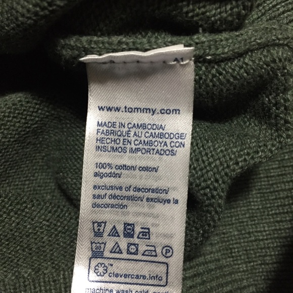 Tommy Hilfiger Sweater Men’s L Green Pullover 100% Cotton - Picture 9 of 9
